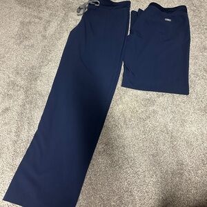 Figs Navy wide leg scrub pants
